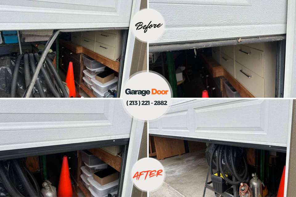 Before and after: garage door repair Alma, KS